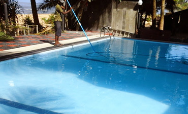 Team working on a pool